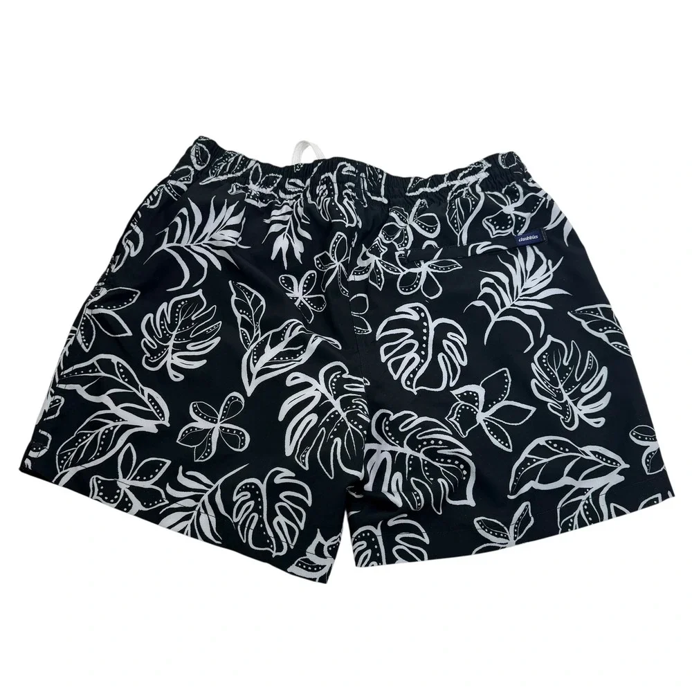 Chubbies Mens Swim Trunks Black White Tropical Floral 5.5 Inch Inseam Medium - Picture 5 of 7